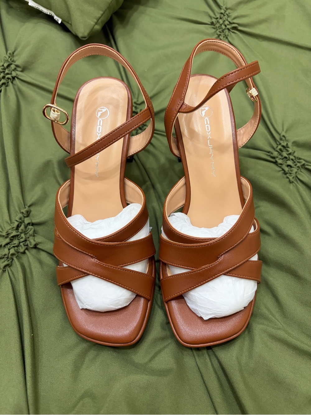Cognac Brown Strappy Slingback Sandals by